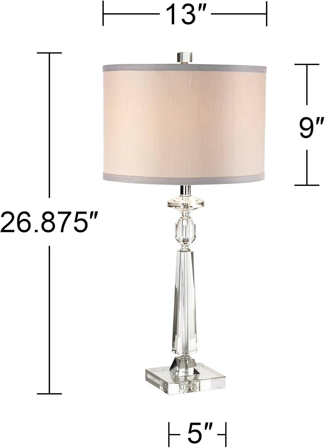 Vienna Full Spectrum Aline 26 1/2" Tall Traditional Table Lamp Clear Crystal Single Gray Shade Living Room Bedroom Bedside Nightstand House Office