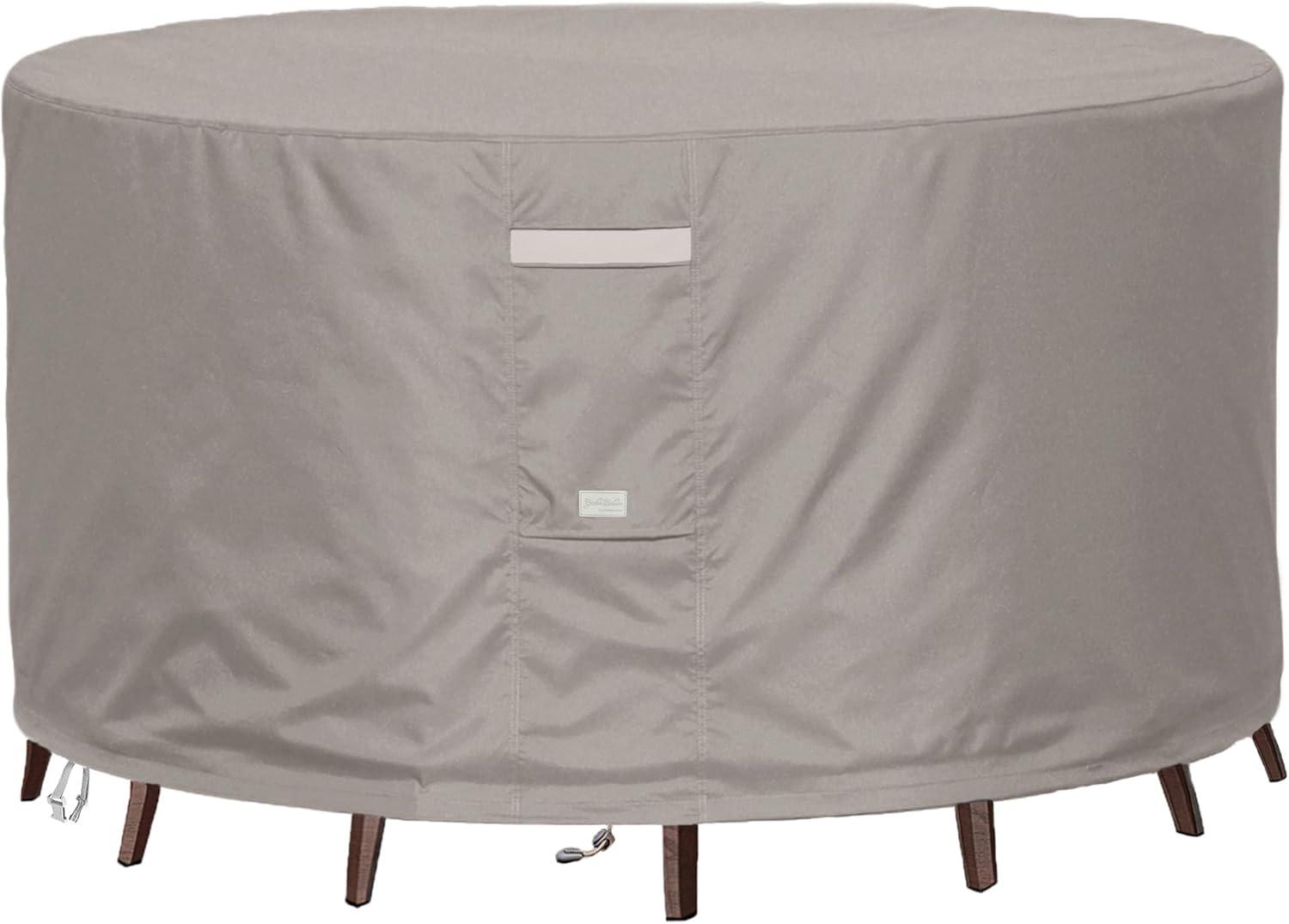 Heavy Duty Beige Waterproof Round Patio Table Cover 48"DIAx28"H