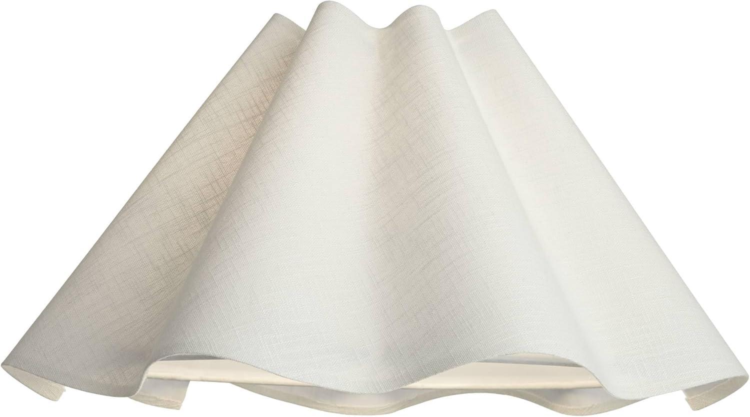 Springcrest 6" Top x 18" Bottom x 10" High x 10" Slant Lamp Shade Replacement Large White Wave Empire Modern Linen Fabric Spider Harp Finial