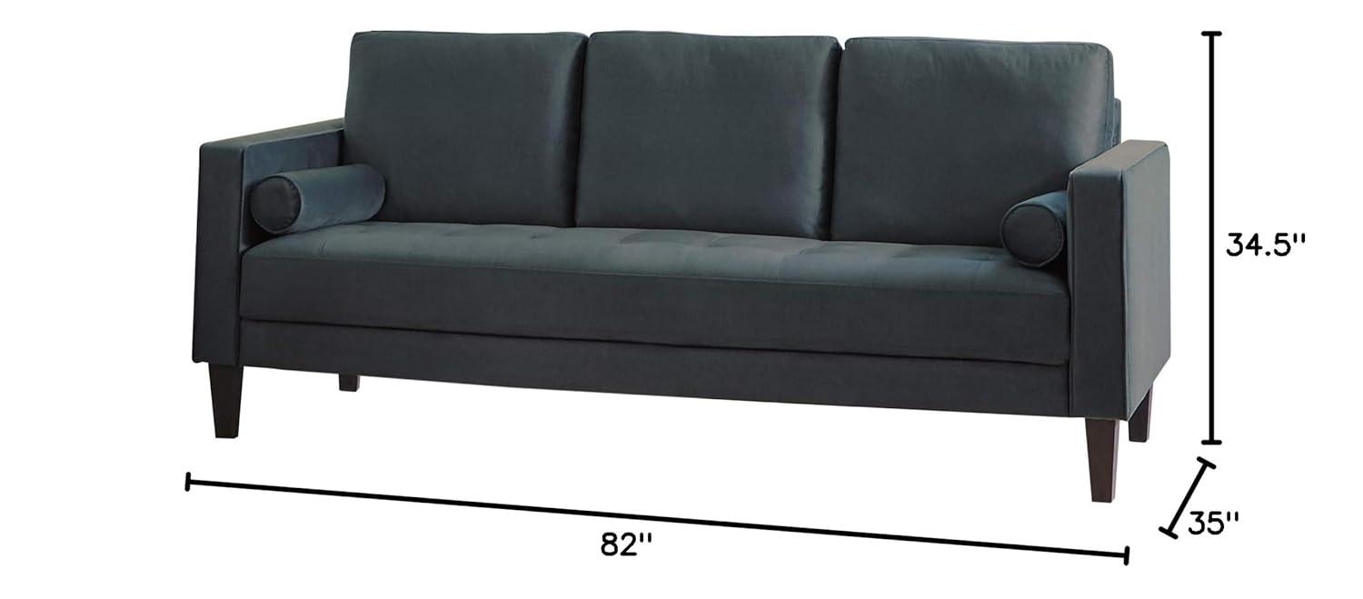 Coaster Contemporary Cushion Back Upholstered Velvet Sofa in Green