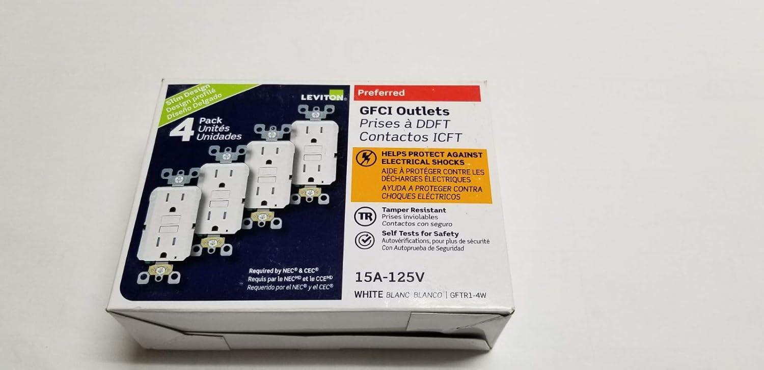 Leviton MODB07L53K42V, 15A 125V White Tamper Resistant GFCI Outlet 4 Piece (Open Box)
