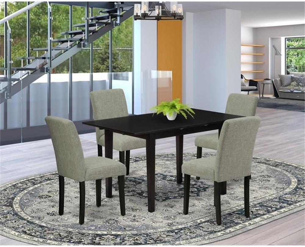 East West Furniture Norfolk 5-piece Wood Dining Set with High Back in Black