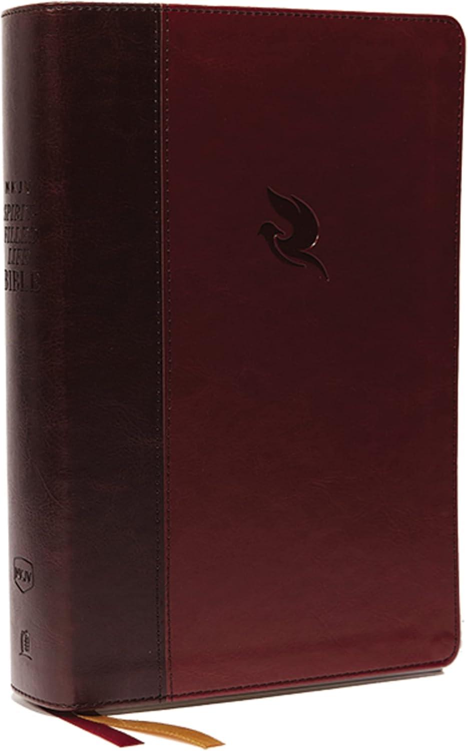 Burgundy and Brown Leather Bound Spirit-Filled Life Bible