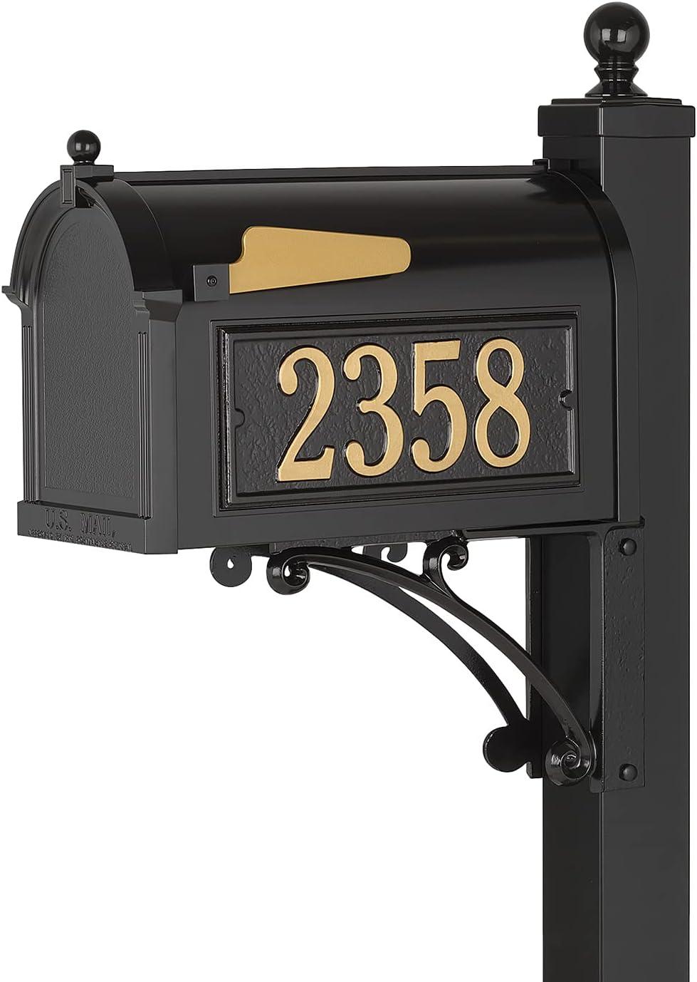 Black Aluminum Capitol Mailbox with Side Address Plaques