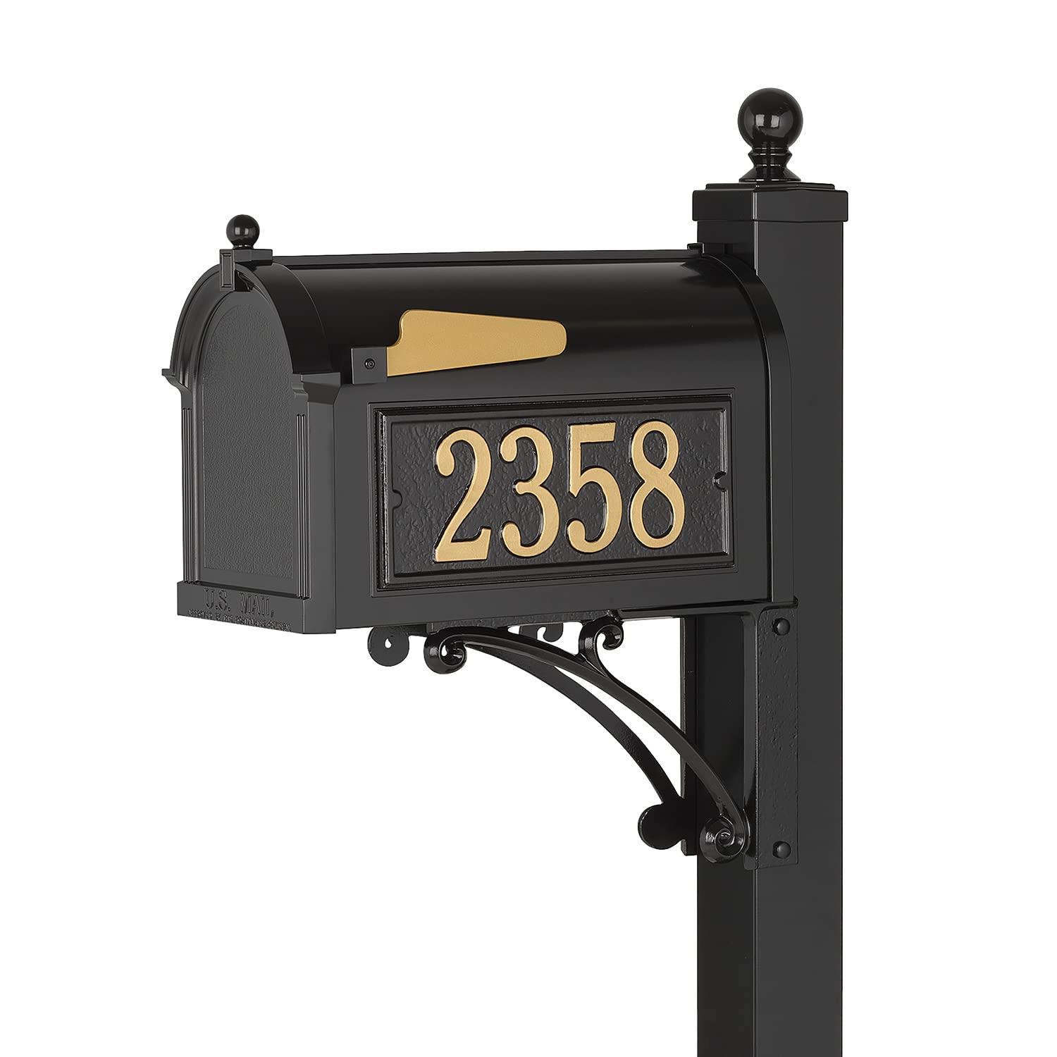 Black Aluminum Capitol Mailbox with Side Address Plaques
