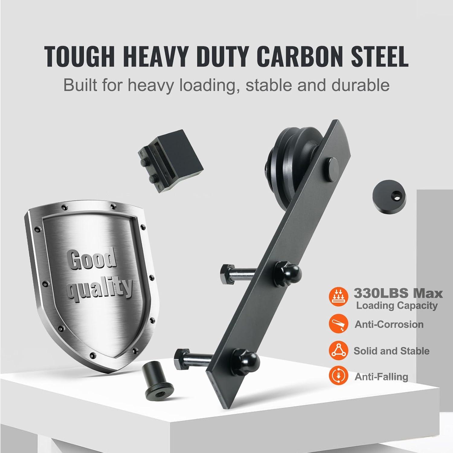 VEVOR Black Steel Single Door Barn Door Hardware Kit Standard Single