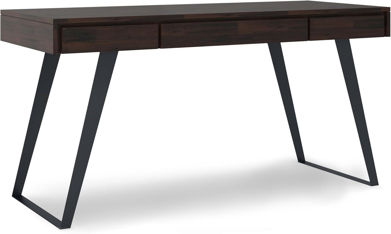 Simpli Home Lowry Solid Acacia Wood Desk In Distressed Hickory Brown