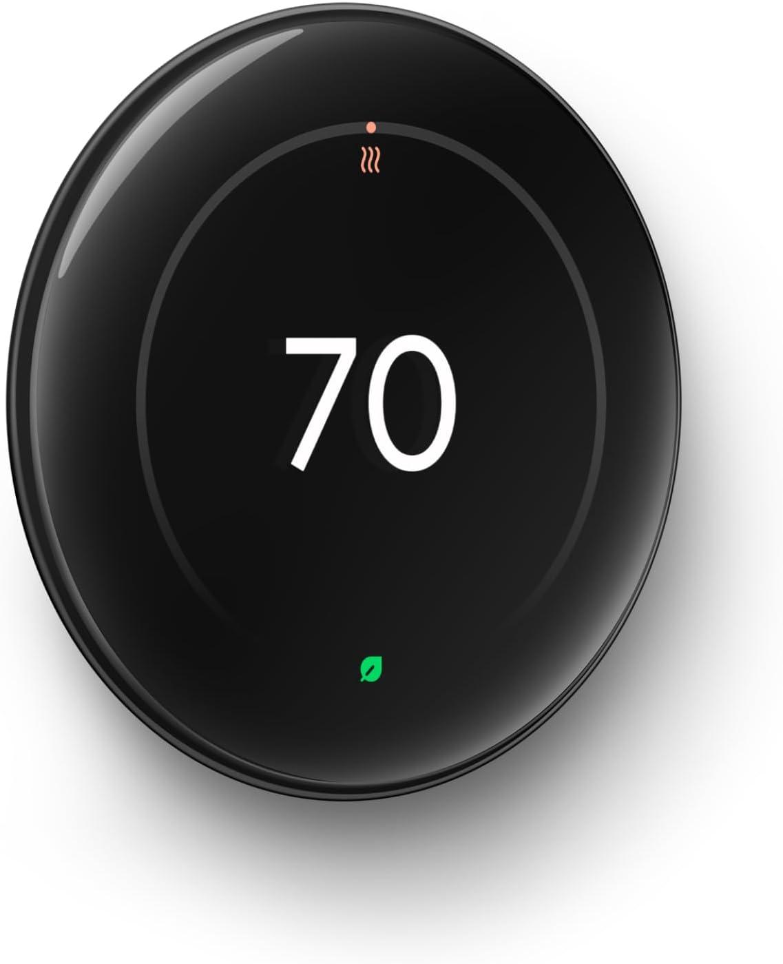 Google Nest Learning Thermostat (4th Gen) with Nest Temperature Sensor (2nd Gen) - Black: Wi-Fi, Energy Star, App Control