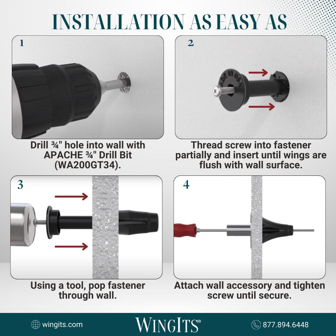 Heavy Duty Black Winged Wall Anchor with Stainless Steel Screw