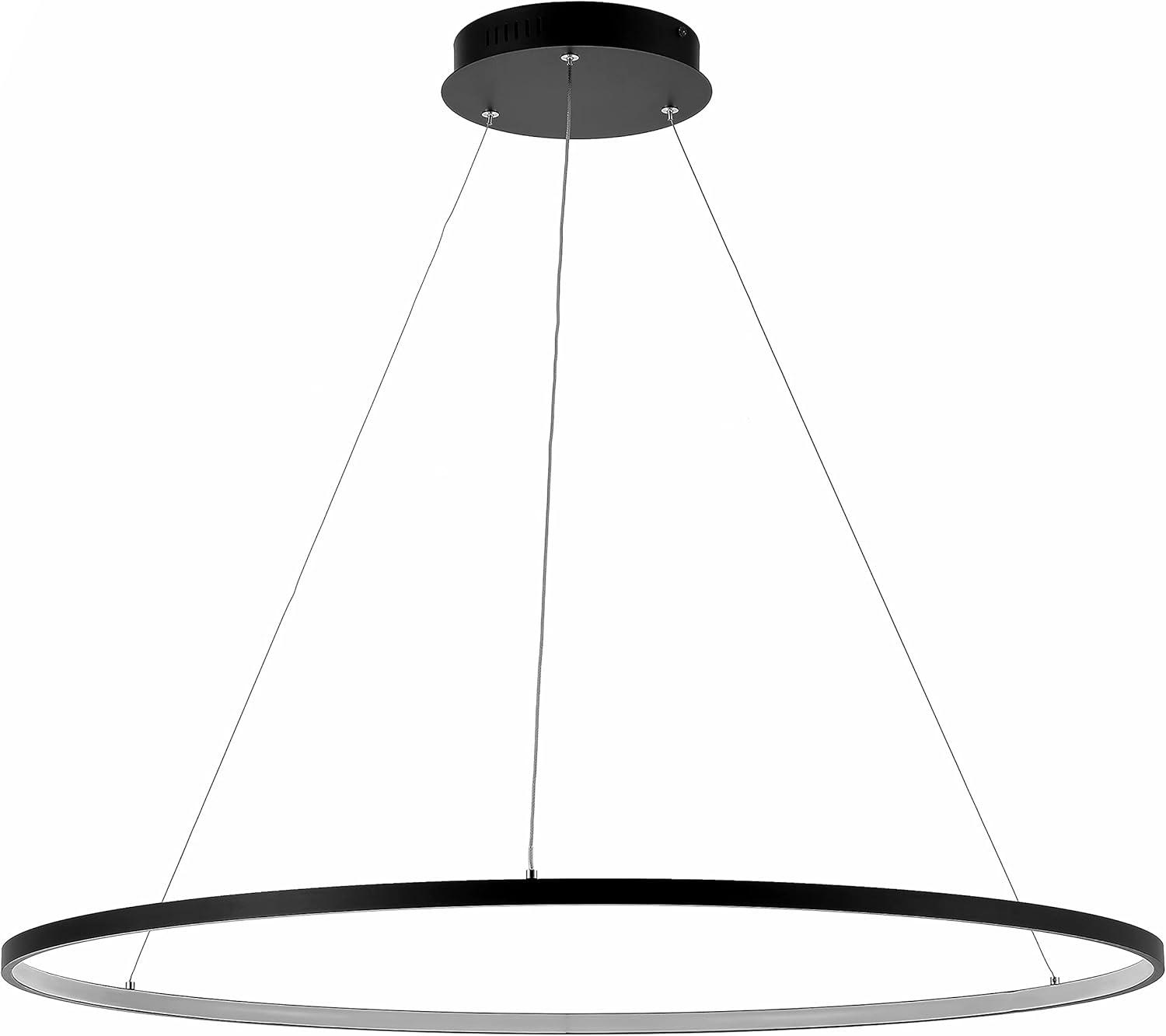 Circulo 35" Metal Round Modern Contemporary LED Integrated Pendant, Black