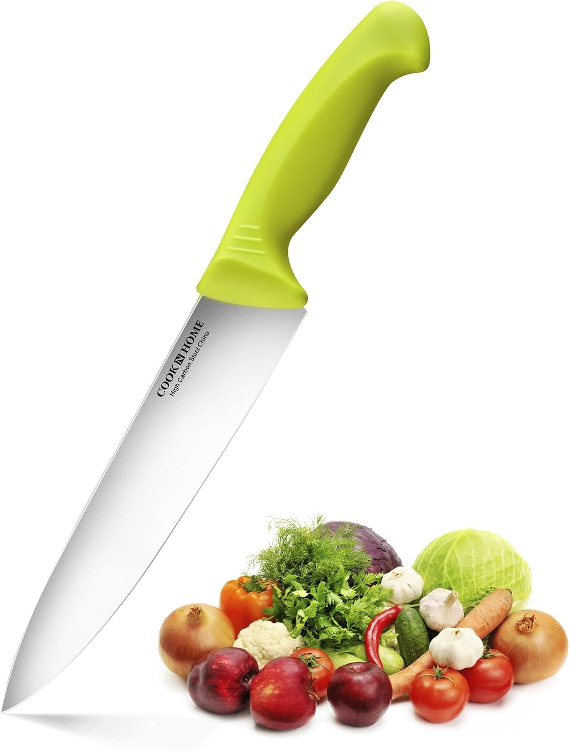 8-Inch Stainless Steel Chef's Knife with Green Handle