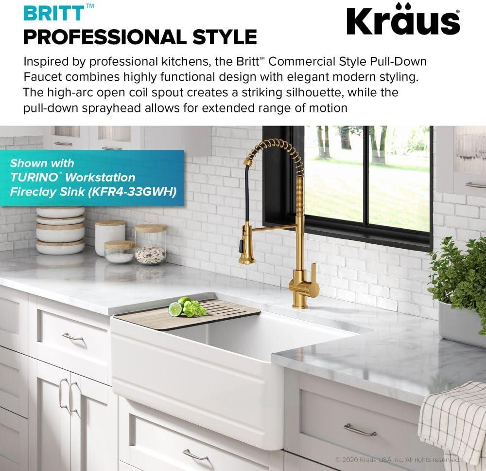 KRAUS Britt Commercial Style Single Handle Pull Down Kitchen Faucet