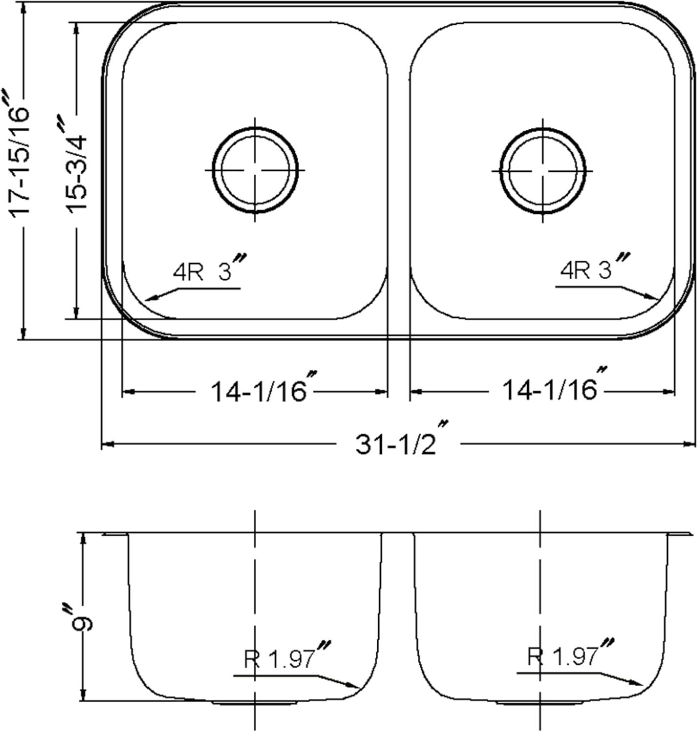 Medallion Classic 31.5'' L Undermount Double Bowl Stainless Steel Kitchen Sink