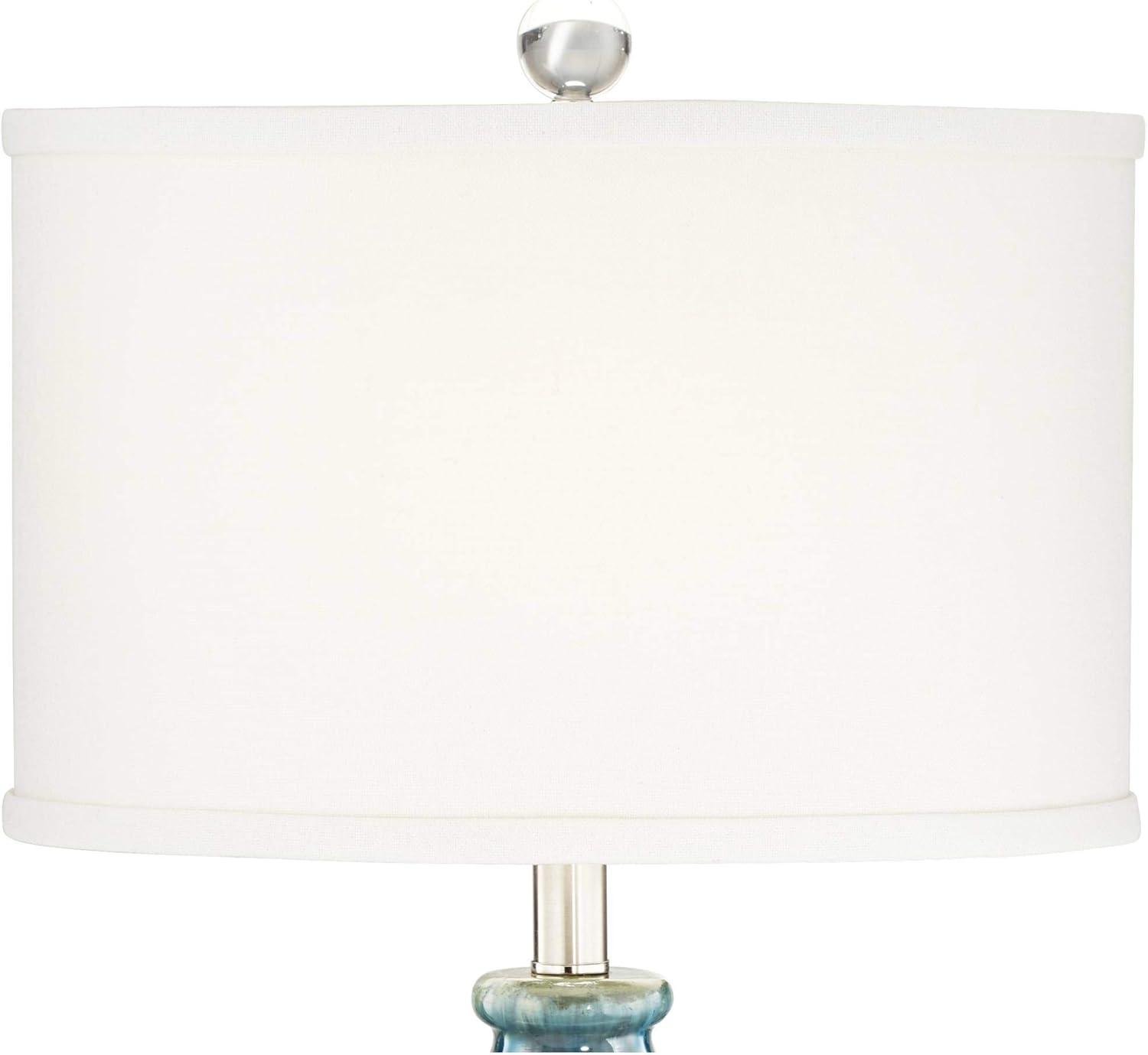 Possini Euro Design Mia 25" High Mid Century Modern Coastal Table Lamp Blue Drip Ceramic Single Off-White Shade Living Room Bedroom (Colors May Vary)