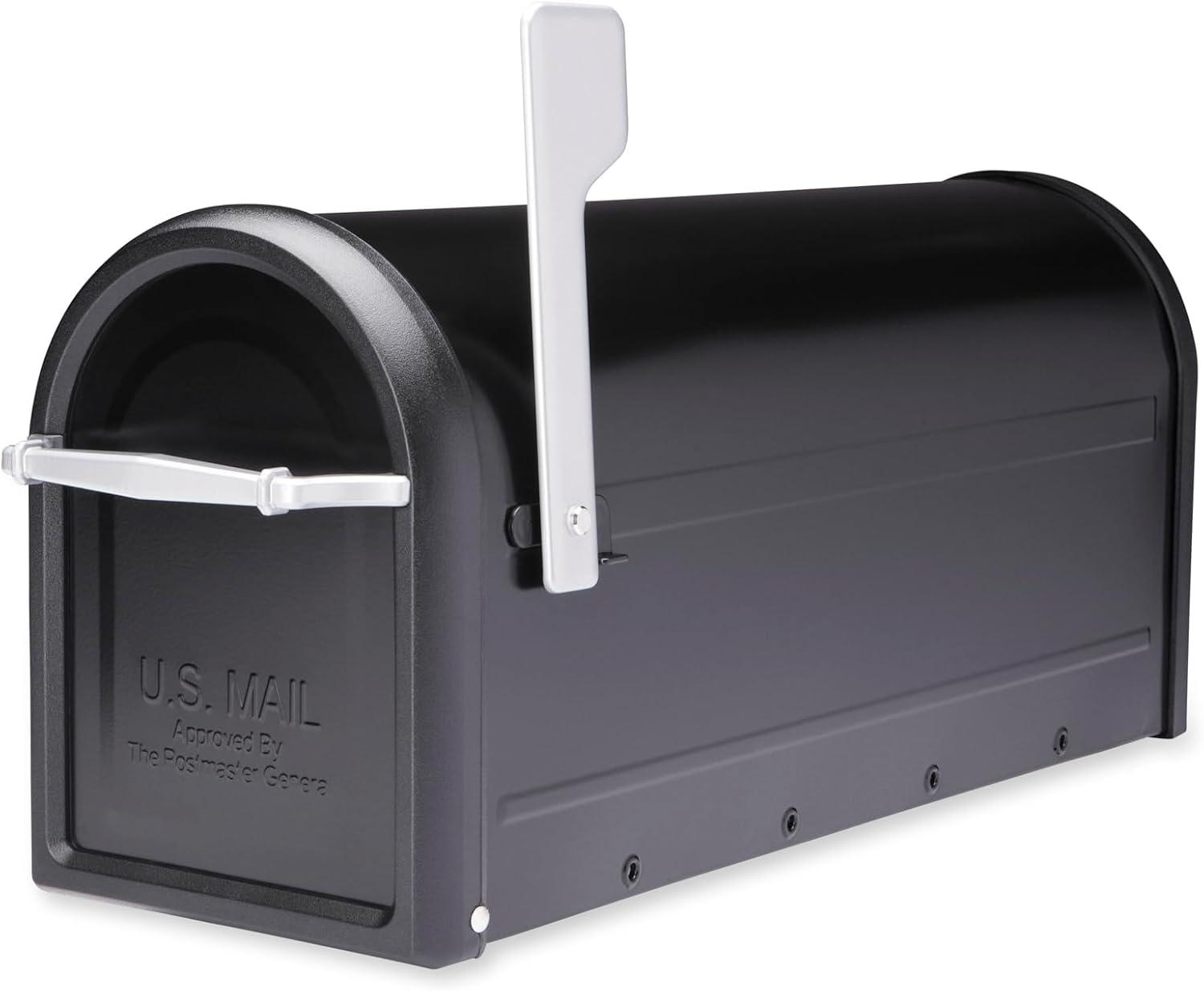 Chadwick Post Mount Mailbox Black with Nickel Flag