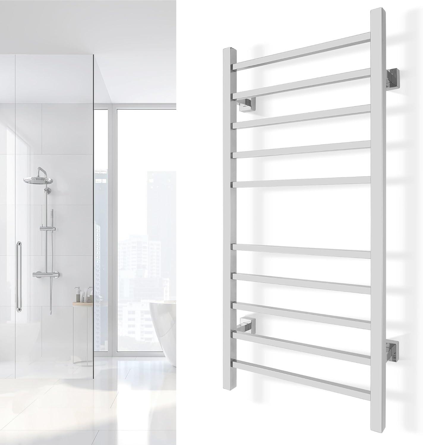 WarmlyYours TW-MT-10PS-HP Metropolitan Electric Wall-mounted Towel Warmer, Polished, 10 Bars, Dual Connection