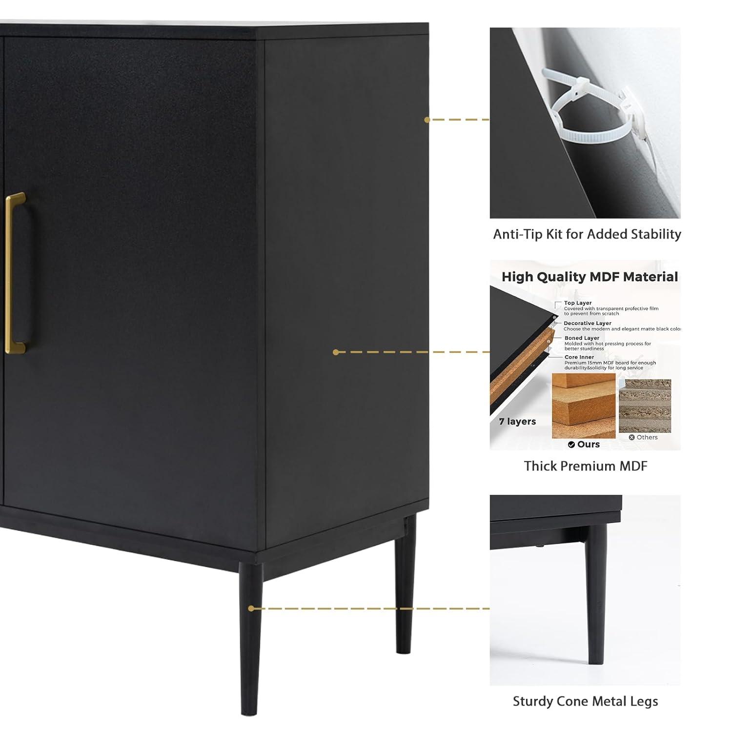George Oliver Jonquavious Black Accent Cabinet, Freestanding Storage Cabinet, Modern Sideboard & Reviews | Wayfair