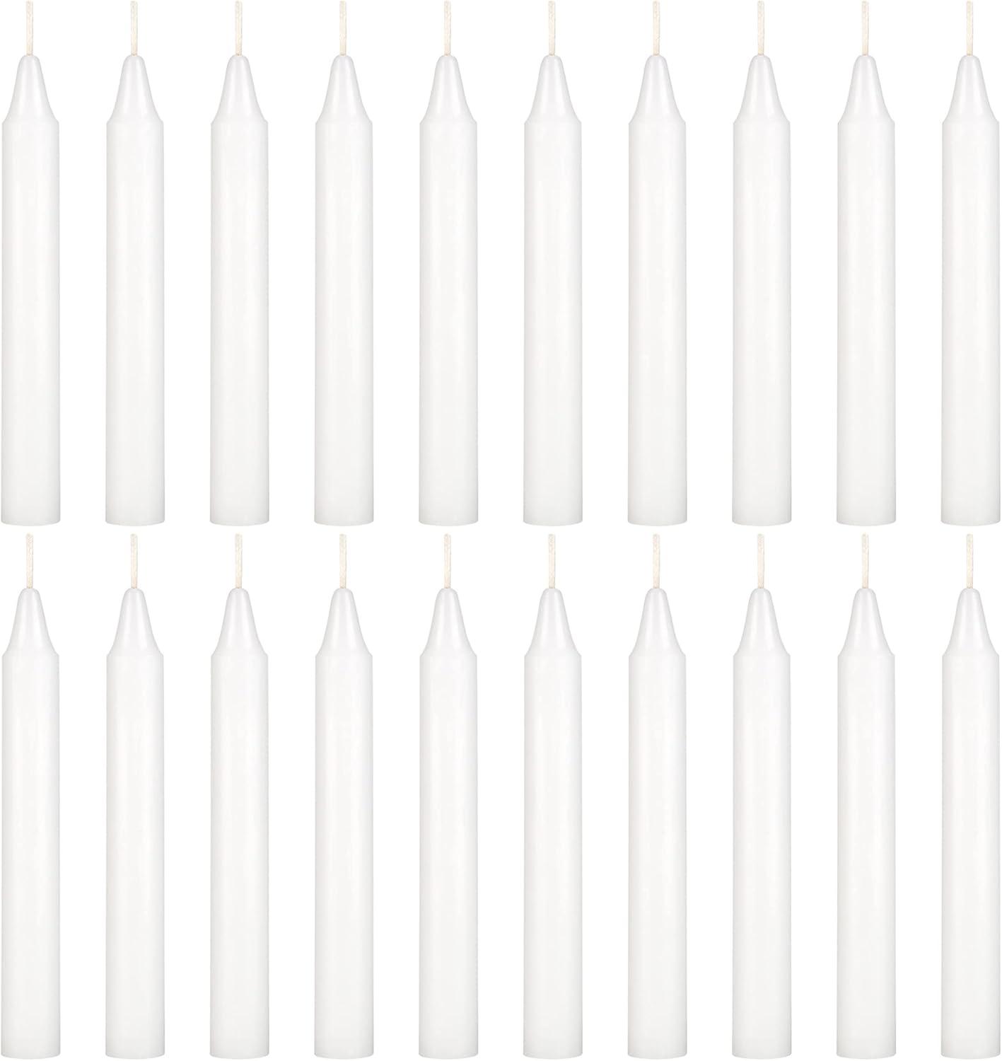 Mega Candles 20 pcs Unscented White Mini Taper Candle, 4 Inch Tall x 1/2 Inch Diameter, Great for Casting Chimes, Rituals, Spells, Vigil, Witchcraft, Wiccan Supplies, Wax Play & More