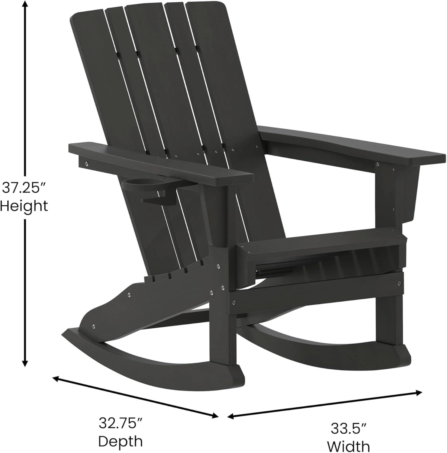 Flash Furniture Halifax HDPE Adirondack Chair with Cup Holder and Pull Out Ottoman, All-Weather HDPE Indoor/Outdoor Chair