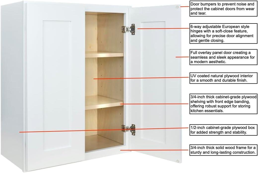 White Shaker 30'' Wall Mounted Kitchen Cabinet