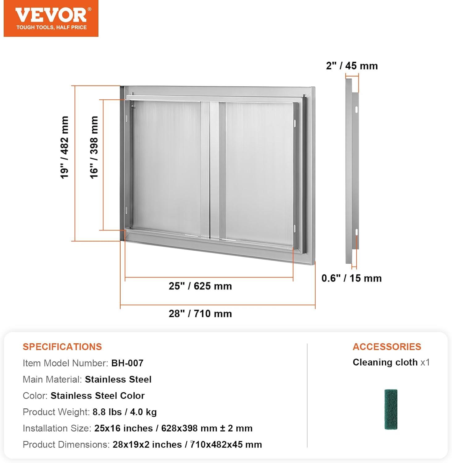 Stainless Steel Double Outdoor Kitchen Access Door