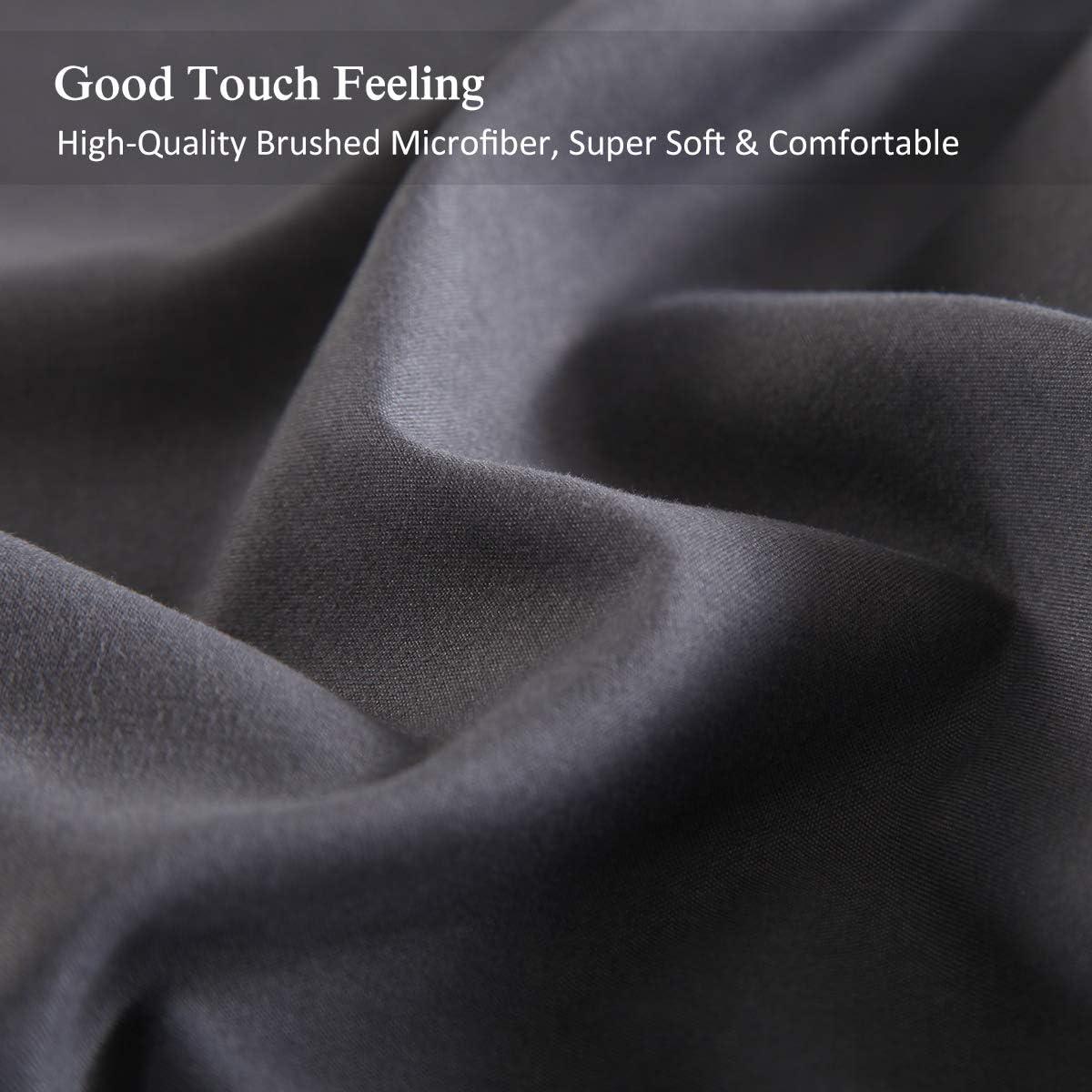 JML King Size Bed Sheet Set Dark Grey,4 Piece Brushed Microfiber, 14" Deep Pocket, Dark Grey