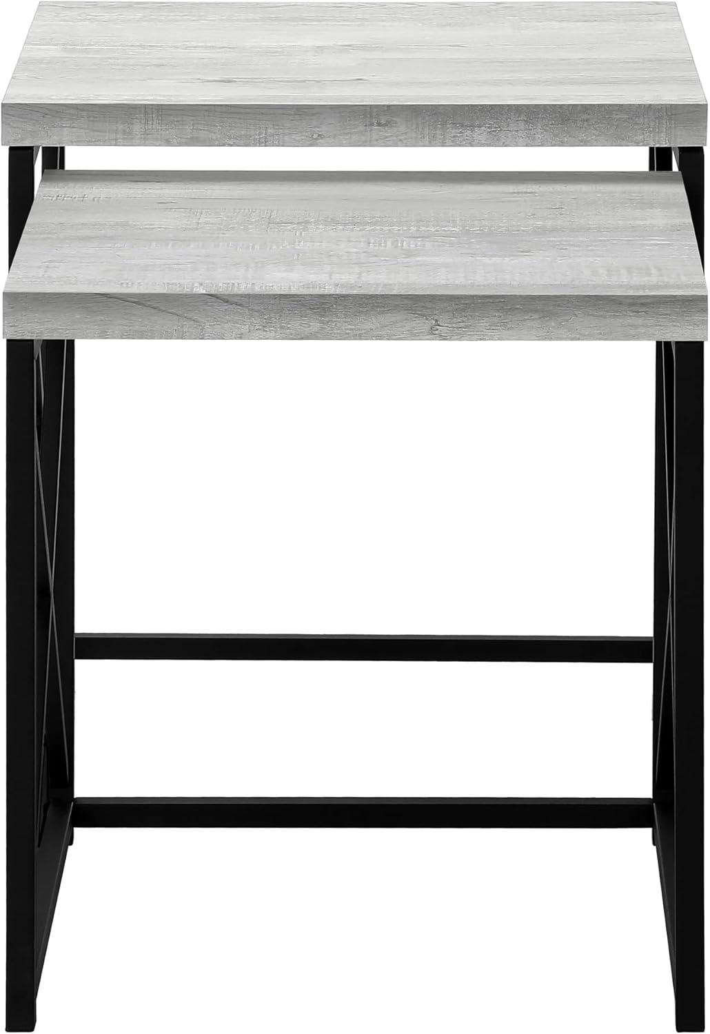 Nesting Table Set Of 2 Side End Metal Accent Bedroom Metal Grey