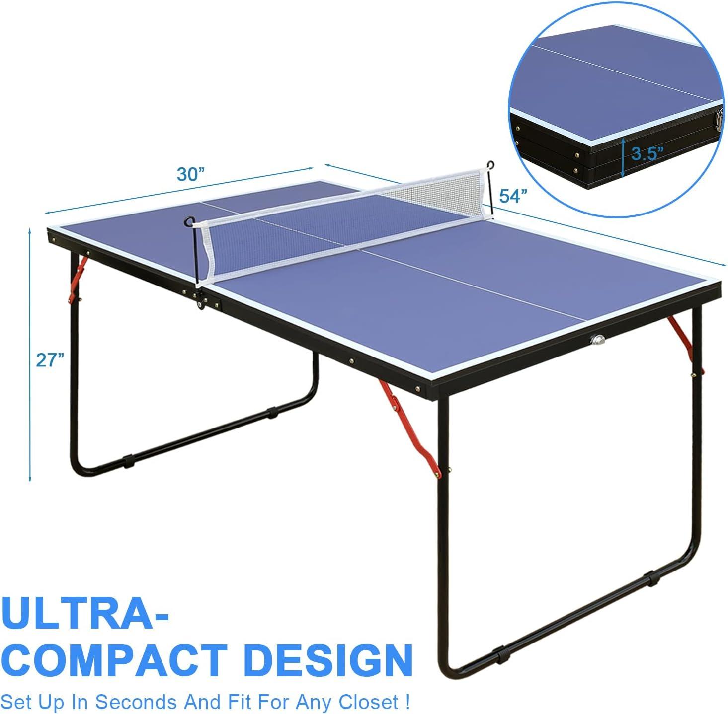 Sesslife 4.5ft Table Tennis Table, Portable & Foldable Ping Pong Table Set, Indoor/Outdoor Game Table with Net, 2 Table Tennis Paddles and 3 Balls