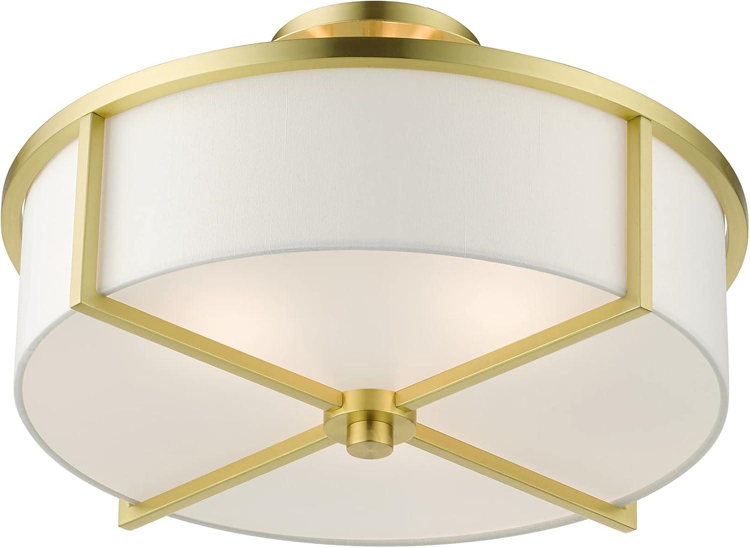 Livex Lighting Wesley 3 - Light Semi-Flush Mount in  Satin Brass