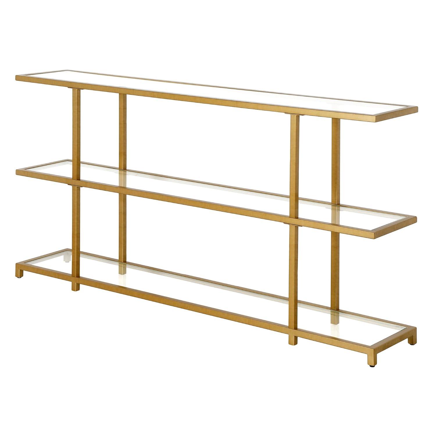 Greenwich 55'' Wide Rectangular Console Table in Brass