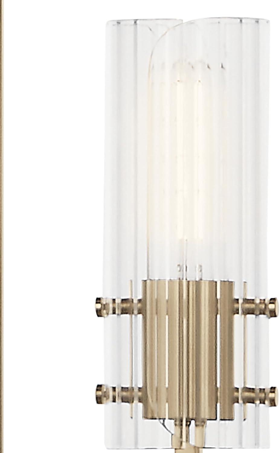 Champagne Bronze 8-Light Chandelier with Clear Fluted Glass Shades