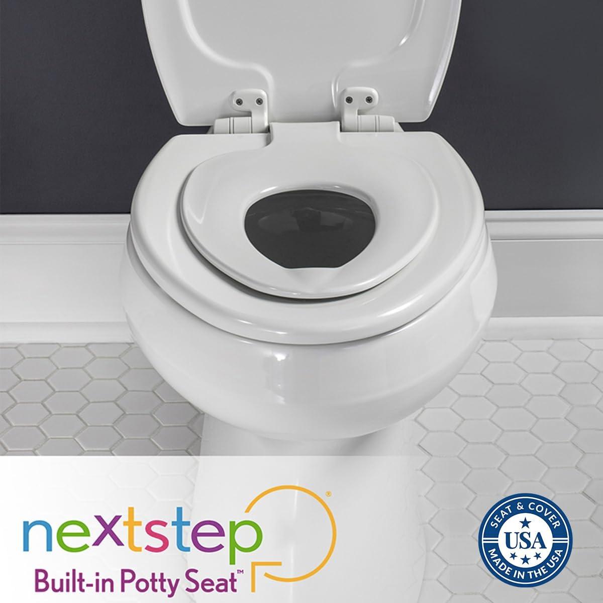 NextStep2 Round Slow Close Toilet Seat with Built-In Potty Training Seat