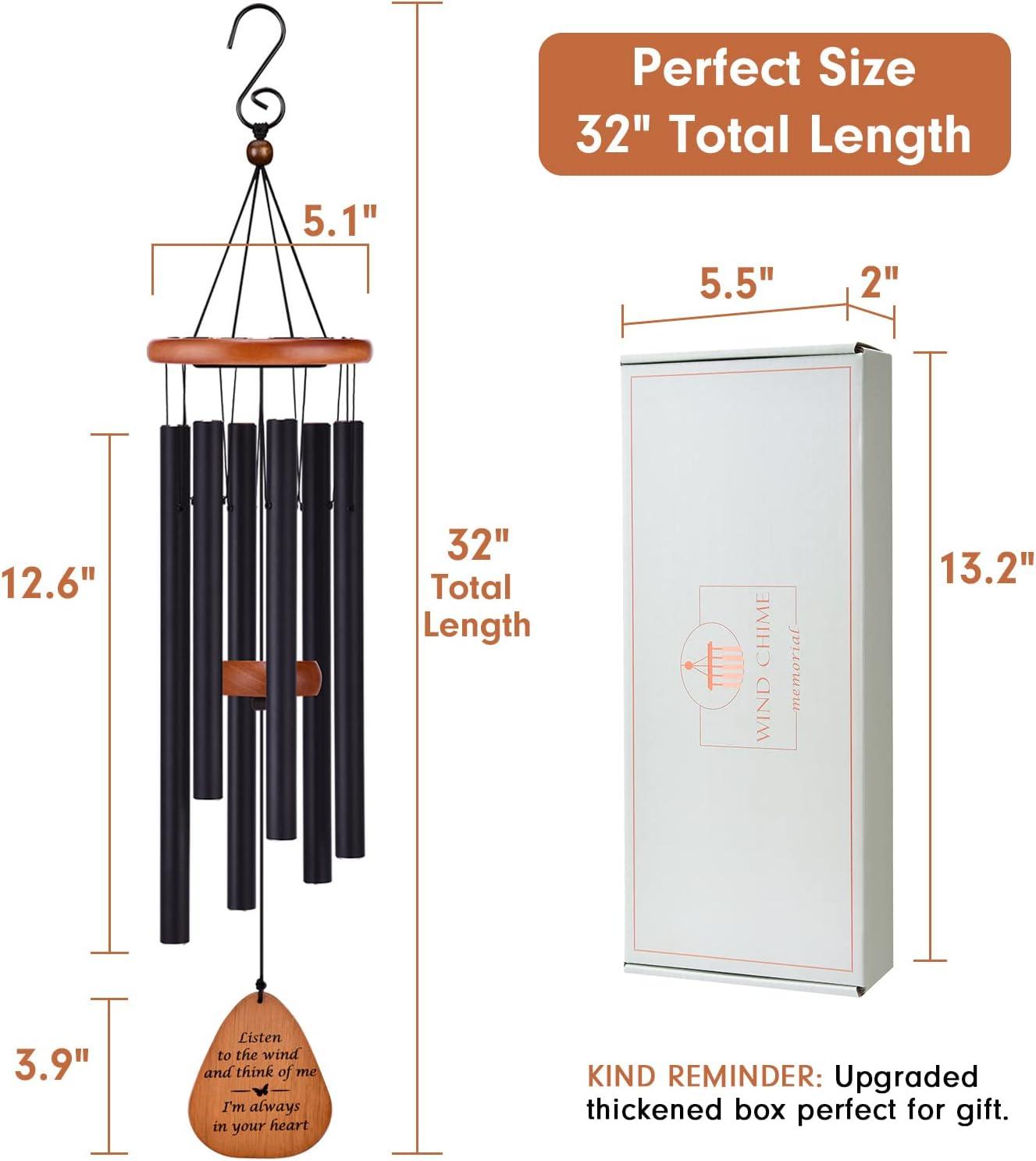Sympathy Gifts for Loss of Loved One 32" Memorial Wind Chimes for Loss of Loved One Bereavement Condolence Gifts Sympathy Windchimes Memory Wind Chime with Memorial Card