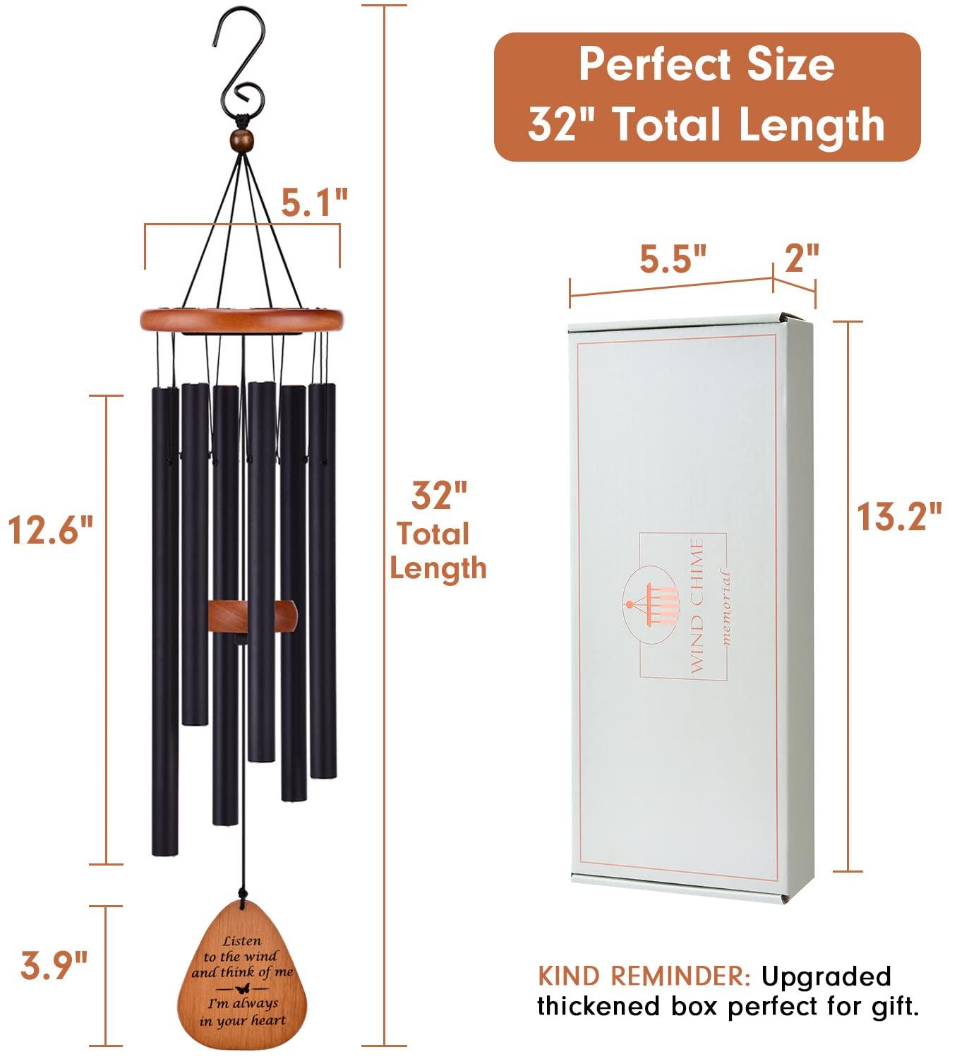 Sympathy Gifts for Loss of Loved One 32" Memorial Wind Chimes for Loss of Loved One Bereavement Condolence Gifts Sympathy Windchimes Memory Wind Chime with Memorial Card