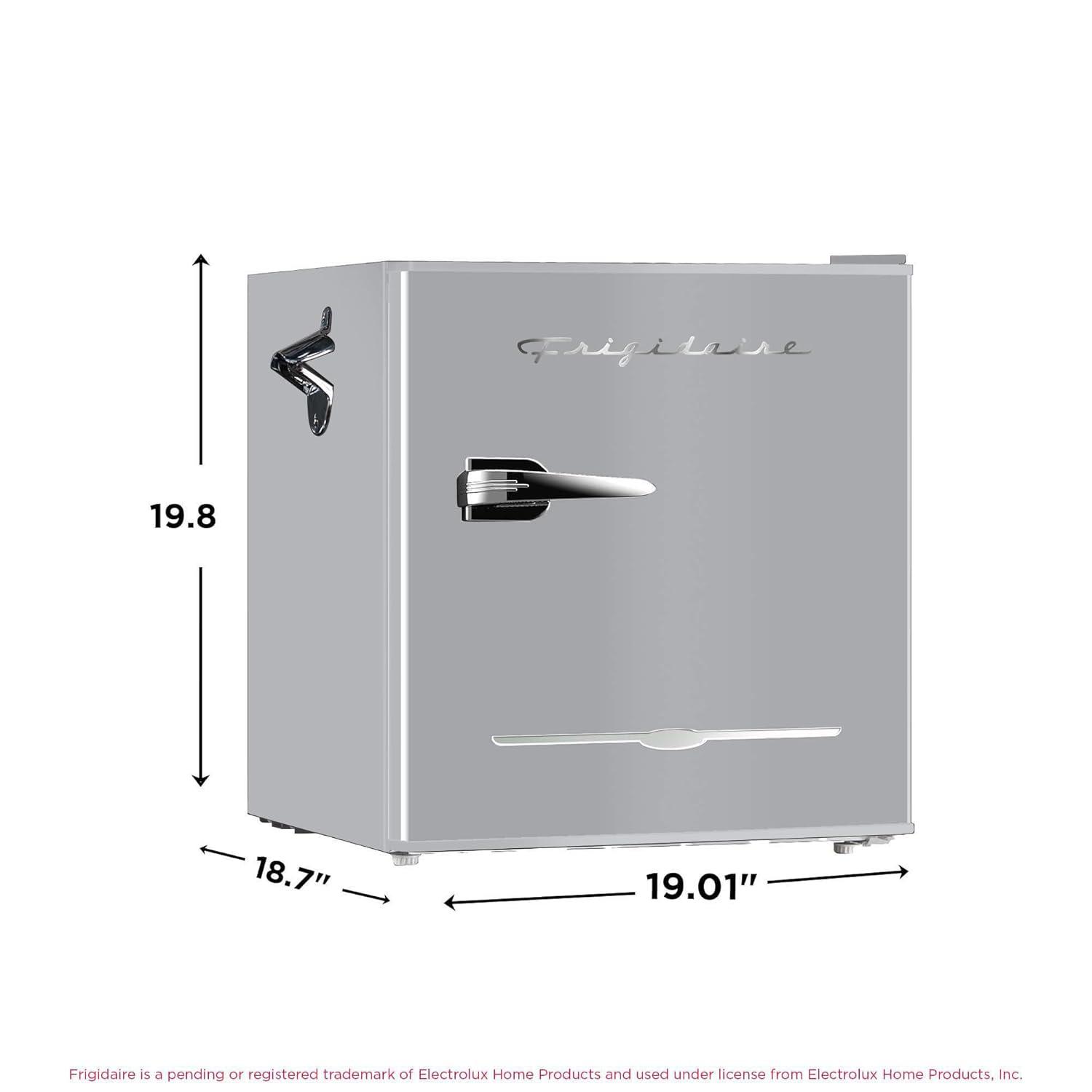 Frigidaire 1.6 cu ft Retro Fridge With Side Bottle Opener Moonbeam: Compact Dorm & Skincare Refrigerator-Freezer, Manual Defrost