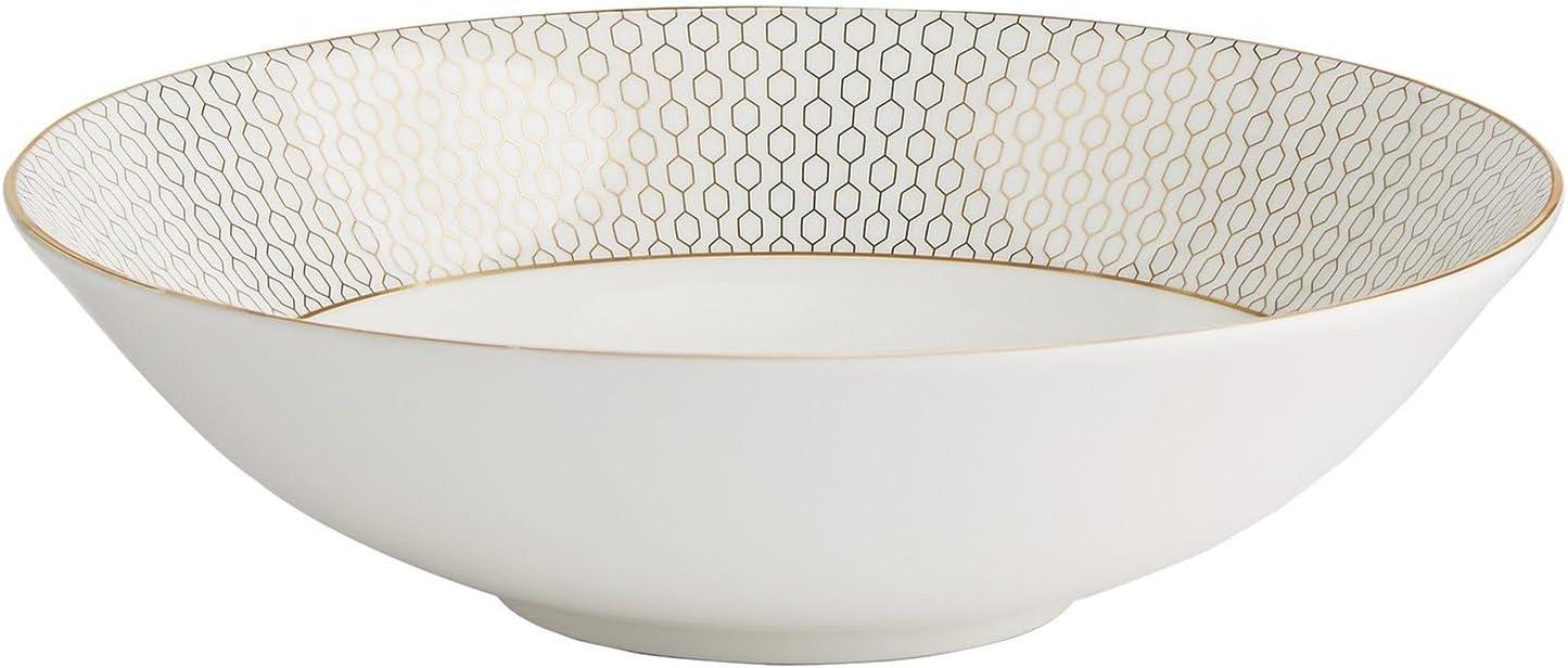 White and Gold Geometric Fine Bone China Soup/Cereal Bowl