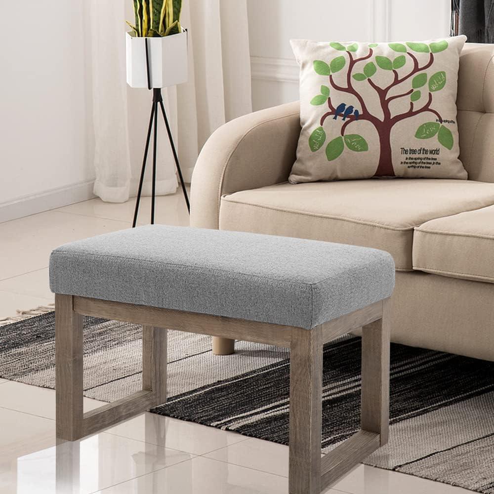 Depot Esh Ottoman Bench 26.8" H X 26.8" W, Rectangle Grey Linen Look Fabric