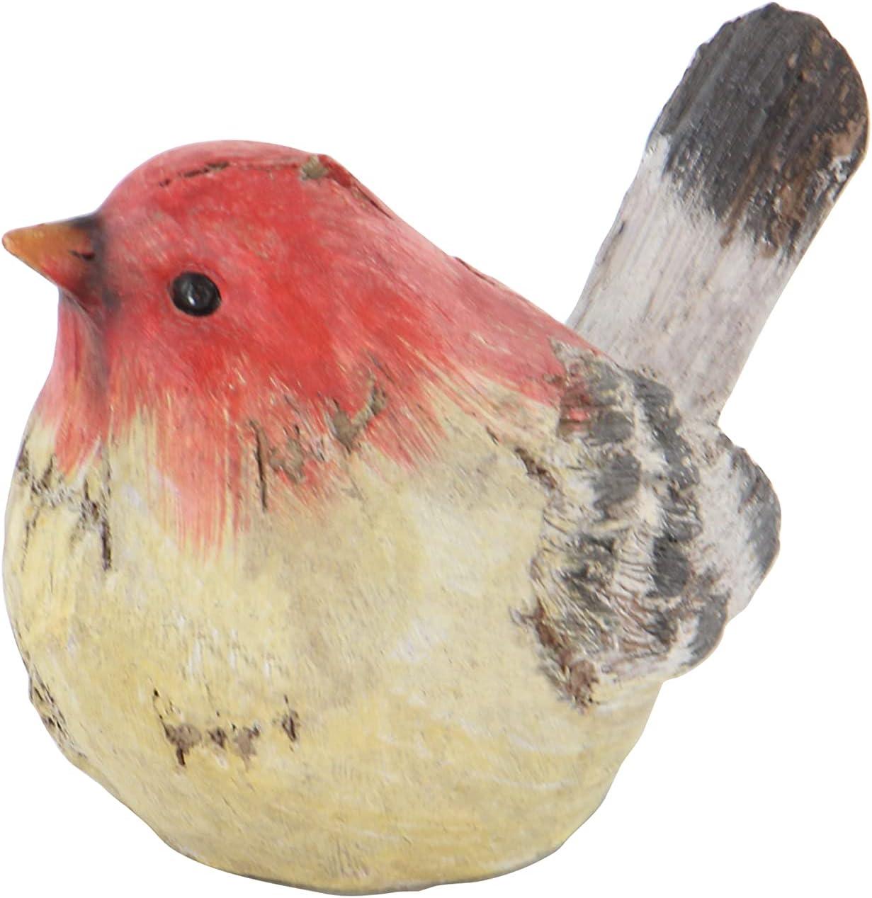 Set of Four Multi Colored Weathered Wood Bird Statues