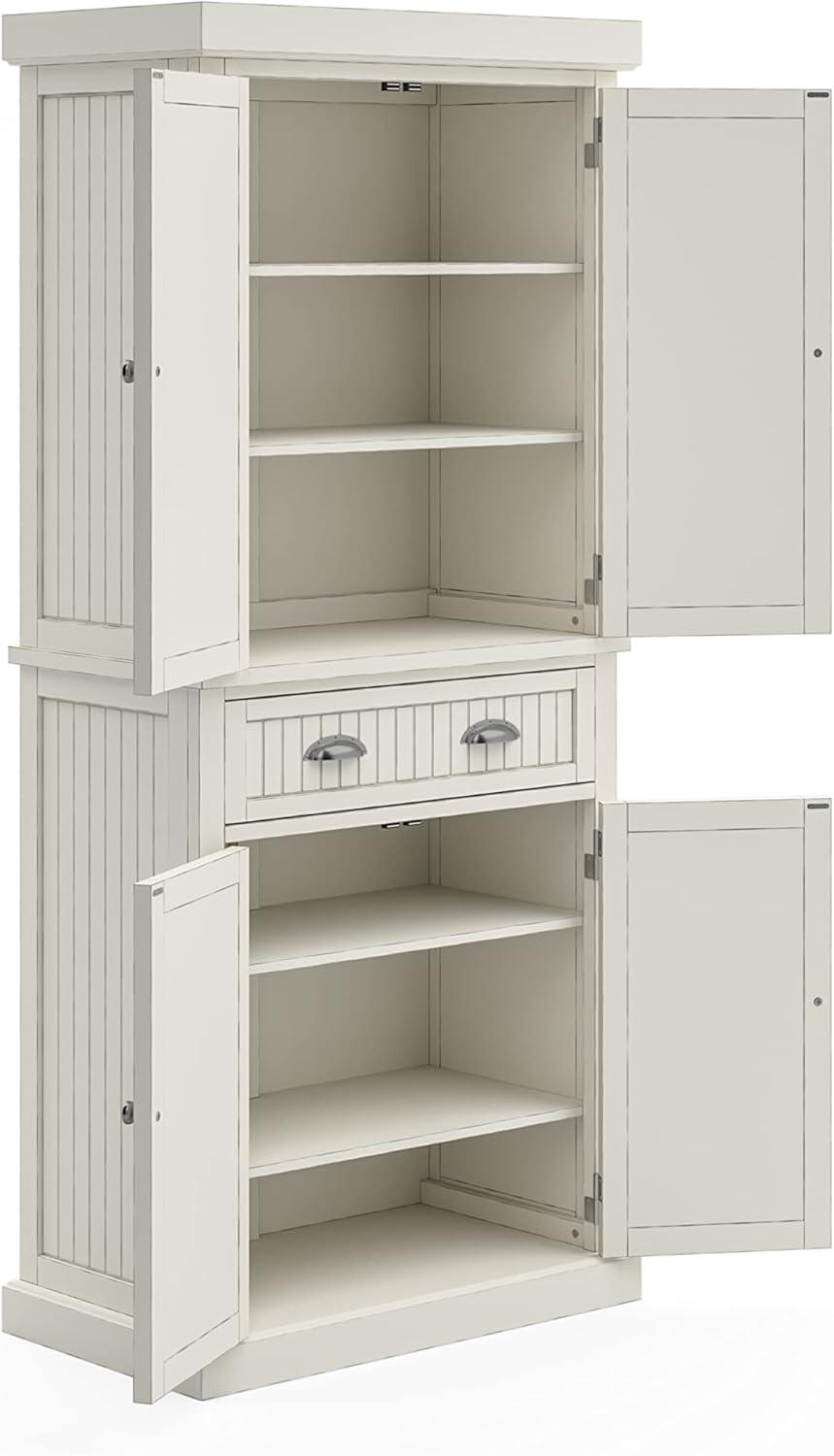 Nantucket Distressed White Wood Kitchen Pantry