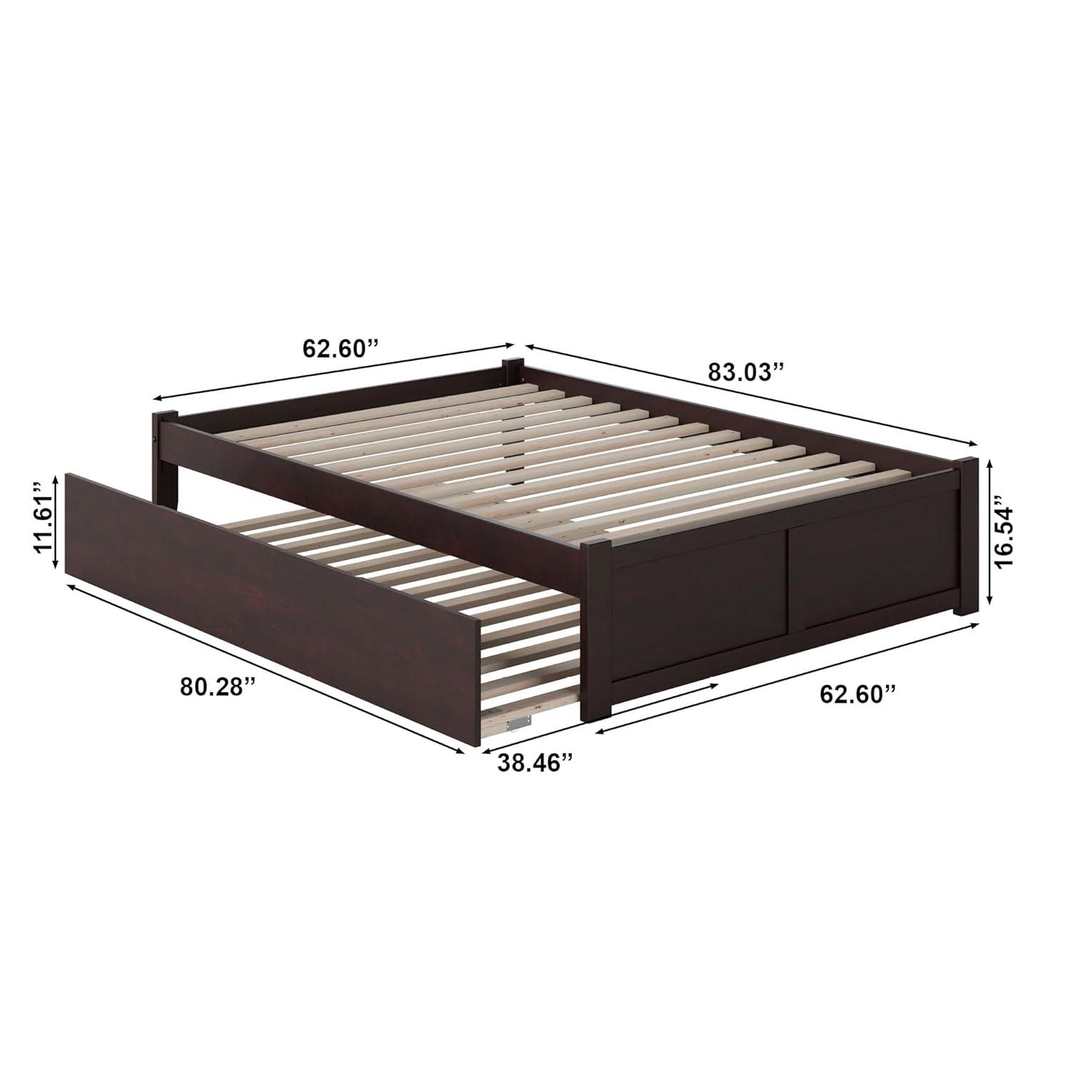 Concord Queen Bed with Footboard and Twin Extra Long Trundle in Espresso