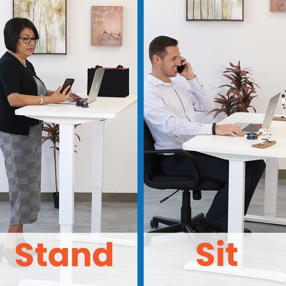 Motionwise White Electric Height Adjustable Standing Desk, 24”x48", Height Adjustable 28"-48" with 4 pre-set height adjustments and USB Charge Port, Multiple Colors