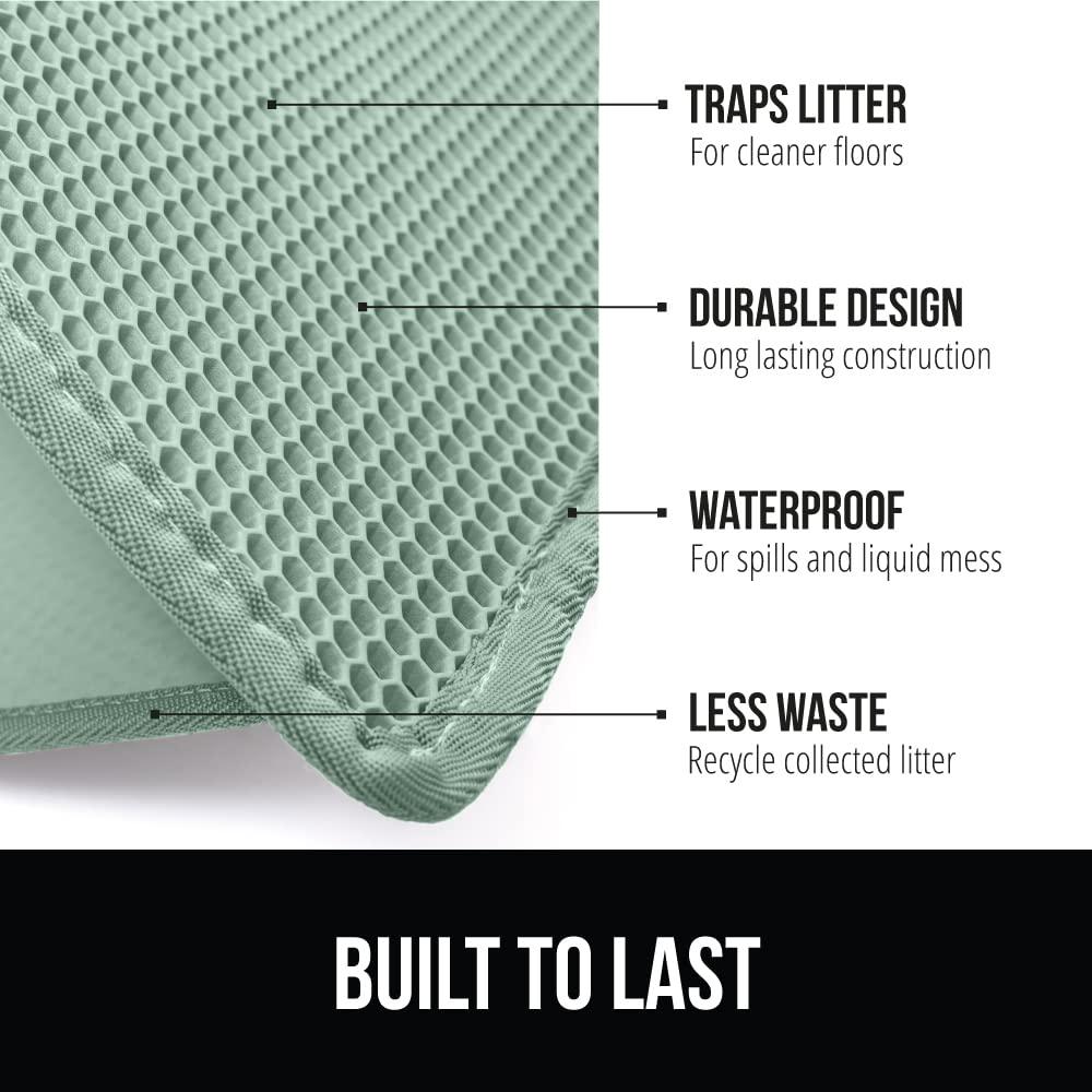GORILLA GRIP Waterproof Cat Litter Mat, Easy to Clean Honeycomb Waste Trapping Mats, 24x15 Sage