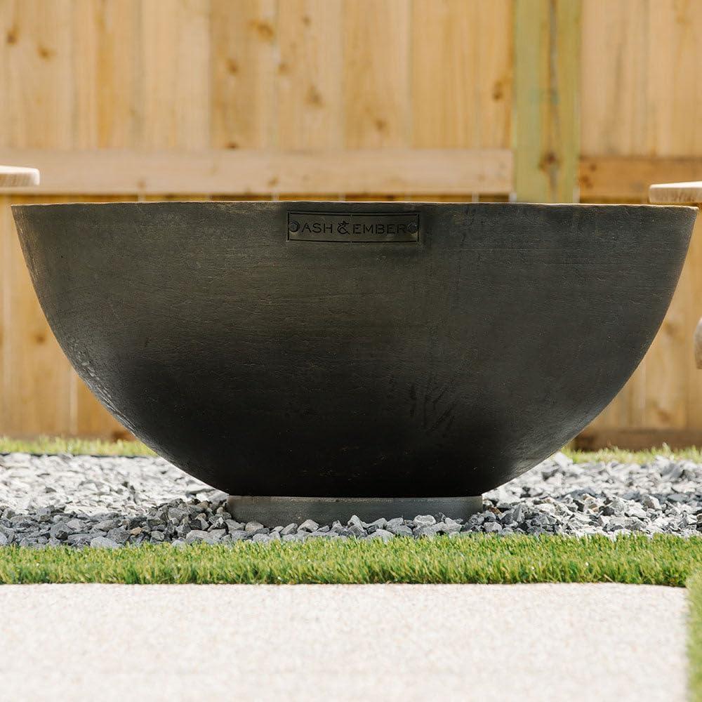 Ash & Ember 42" Hemisphere Fire Pit, Wood Burning Backyard Fireplace, Round Flat Flanged Base, Cast Iron Patina Fire Bowl, Portable Outdoor Firepit Ideal for Backyard Parties and Camping