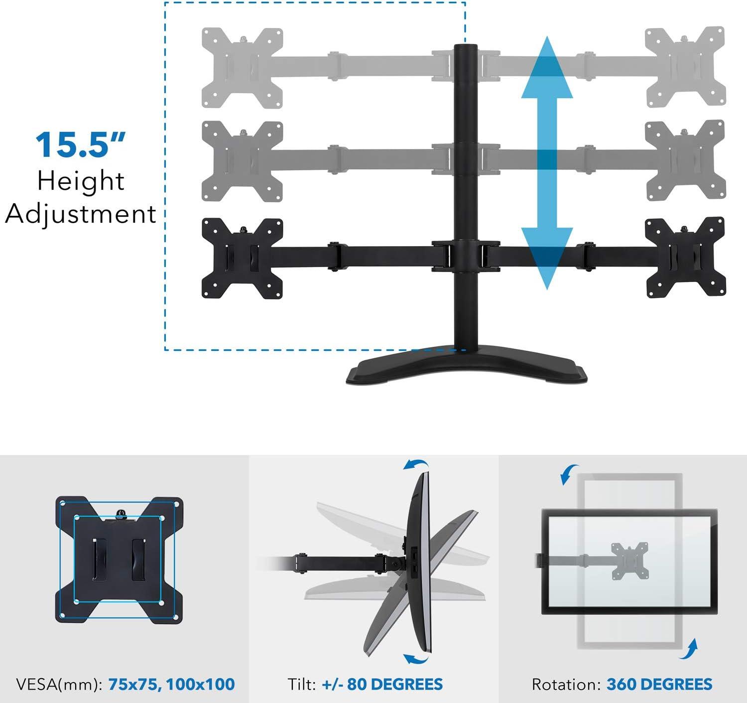 Black Dual Monitor Desk Mount with Adjustable Arms