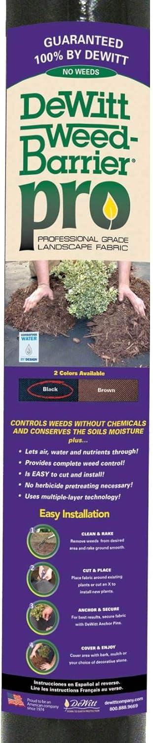 DeWitt Weed Barrier Pro 3-Ounce Commercial and Home Garden Landscape Weed Block Barrier Heavy-Duty Non-Woven Ground Cover Fabric, Black