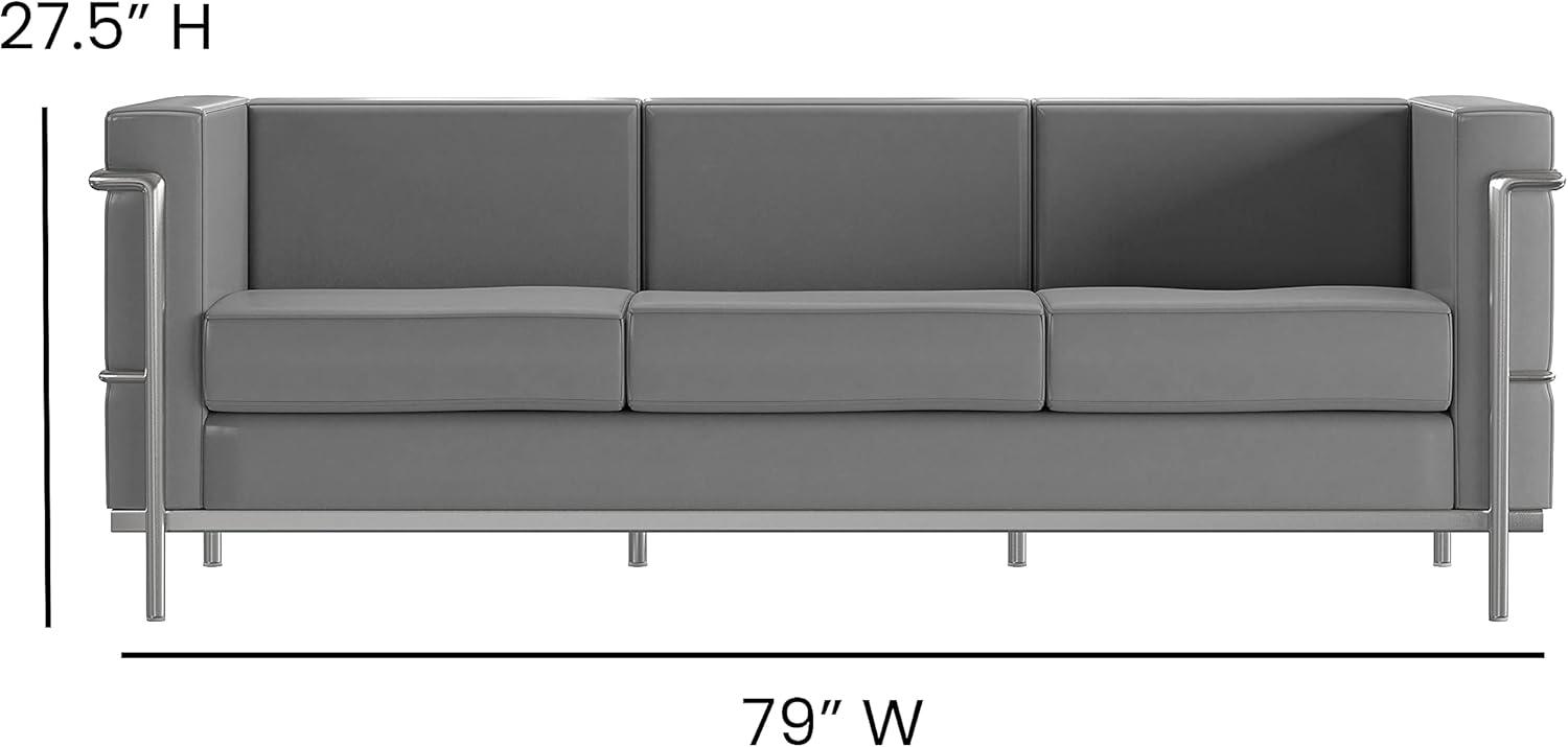 Flash Furniture Hercules Regal Series Contemporary Gray LeatherSoft Sofa with Encasing Frame