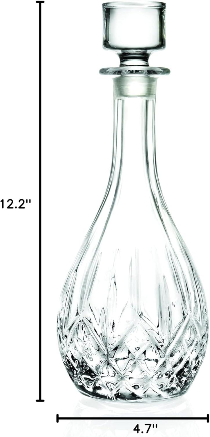 Elegant Clear Crystal Glass Wine Decanter with Stopper, 30 Oz
