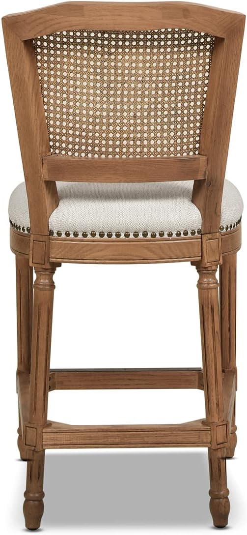 Triomphe Rattan Wicker Counter Bar Stool White Pepper Stain Resistant Polyester