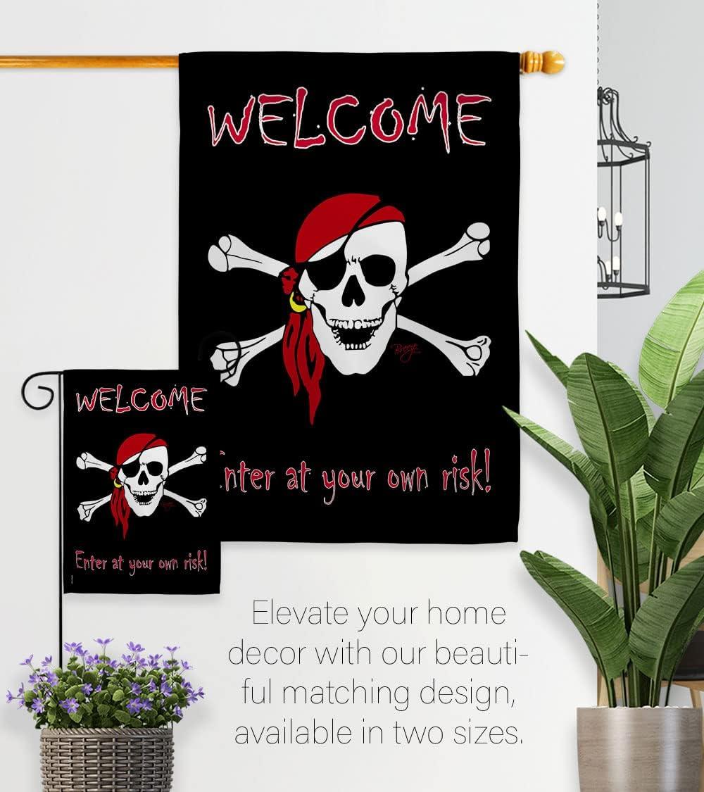 Pirate Enter at Your Own Risk Multicolor House Flag