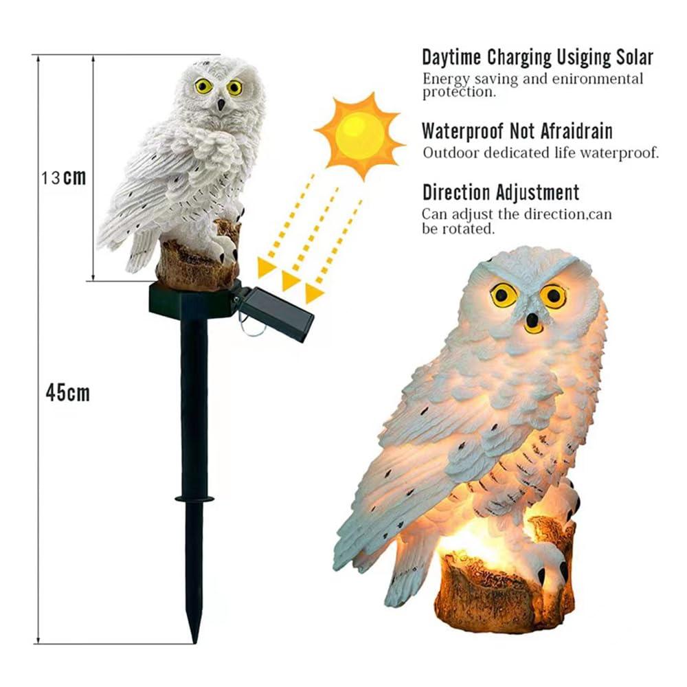 Solar Energy Owl Light, Garden Decoration Resin Cute Animal Ground Lamp， Wireless Dusk to Dawn LED Sconce Lights Waterproof.